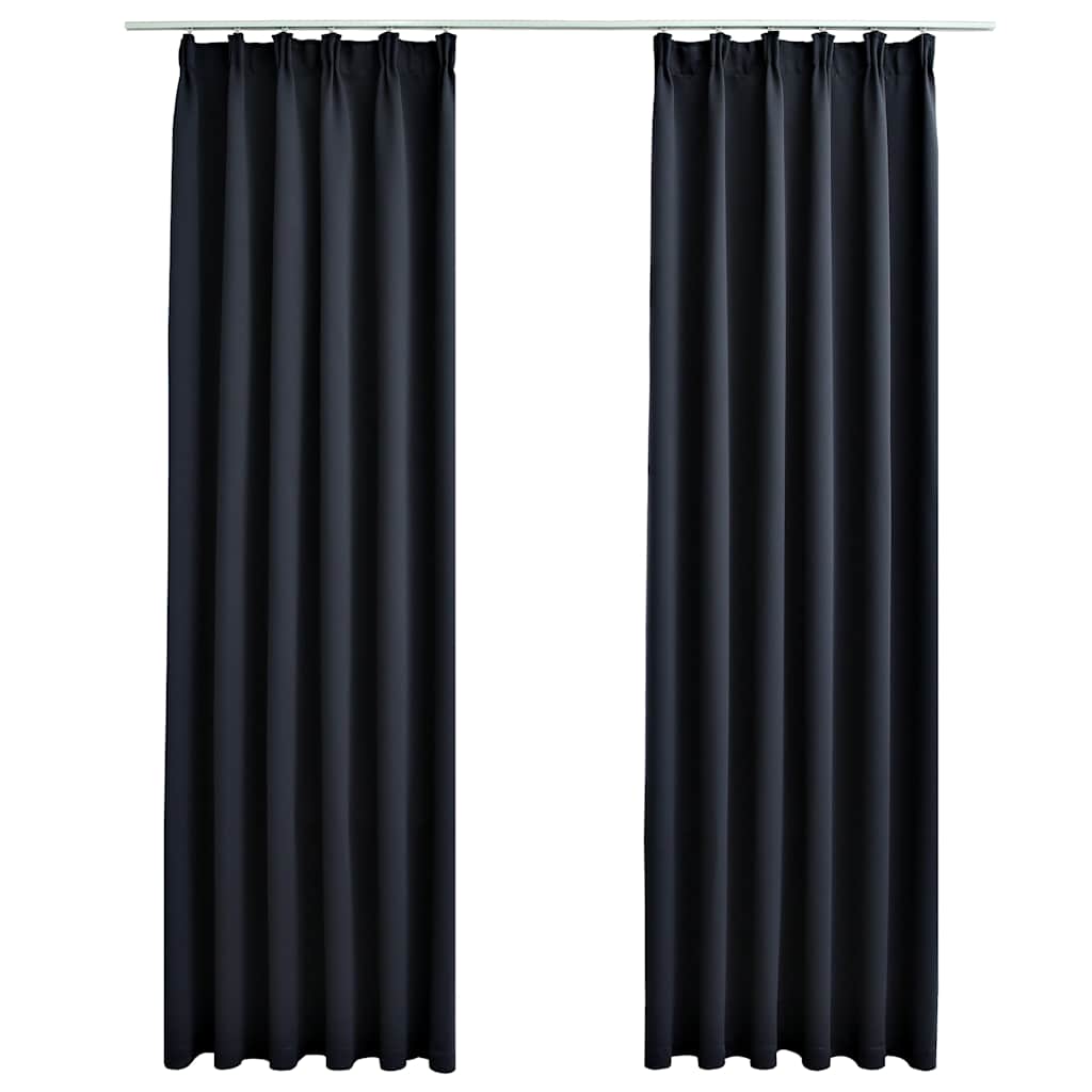mørklægningsgardiner med kroge 2 stk. 140 x 175 cm antracitgrå
