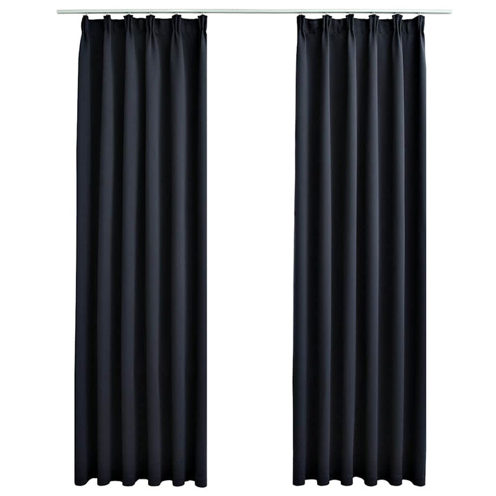 mørklægningsgardiner med kroge 2 stk. 140 x 175 cm antracitgrå