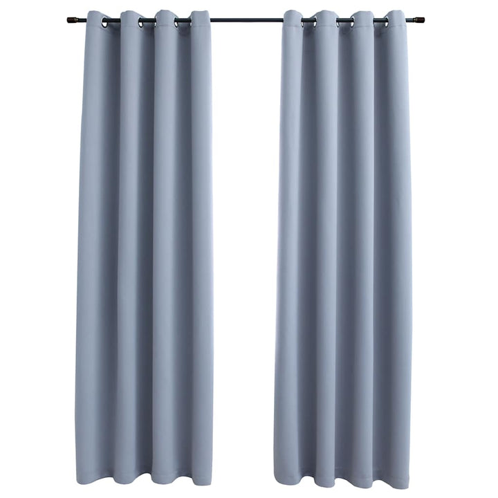 mørklægningsgardiner 2 stk. med metalringe 140 x 175 cm grå