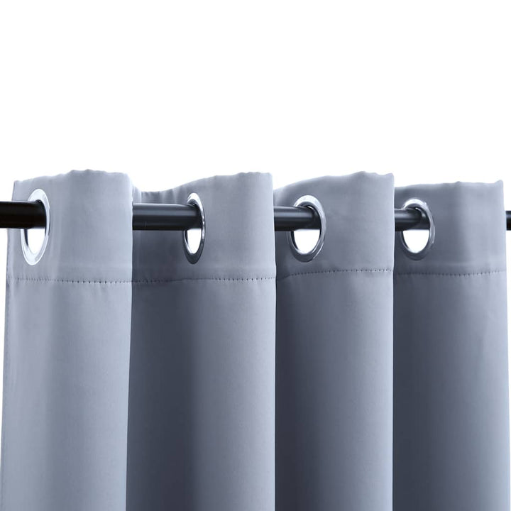 mørklægningsgardiner 2 stk. med metalringe 140 x 175 cm grå