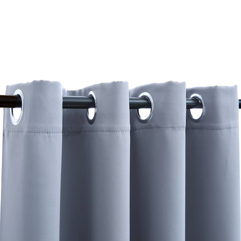 mørklægningsgardin med metalringe 290 x 245 cm grå