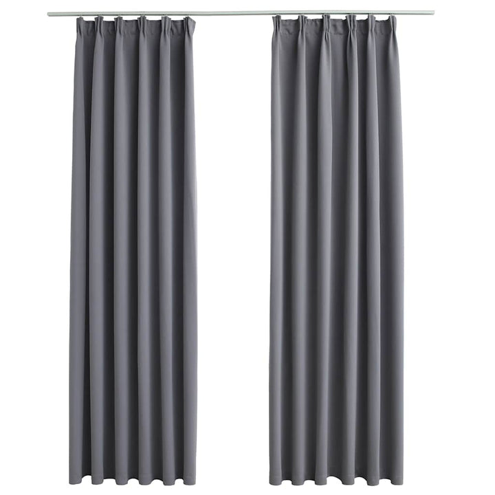 mørklægningsgardiner med kroge 2 stk. 140 x 175 cm grå
