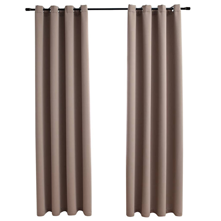 mørklægningsgardiner 2 stk. med metalringe 140 x 175 cm gråbrun