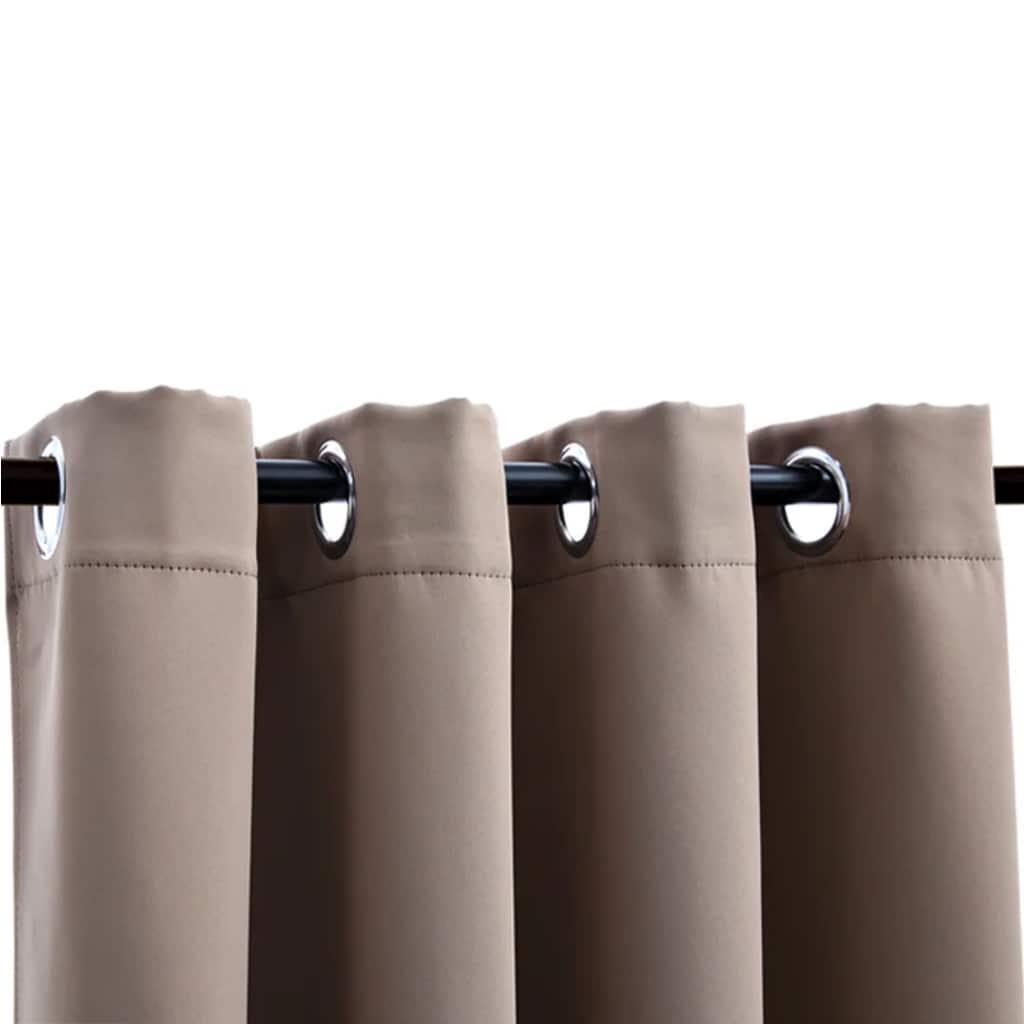 mørklægningsgardiner 2 stk. med metalringe 140 x 175 cm gråbrun