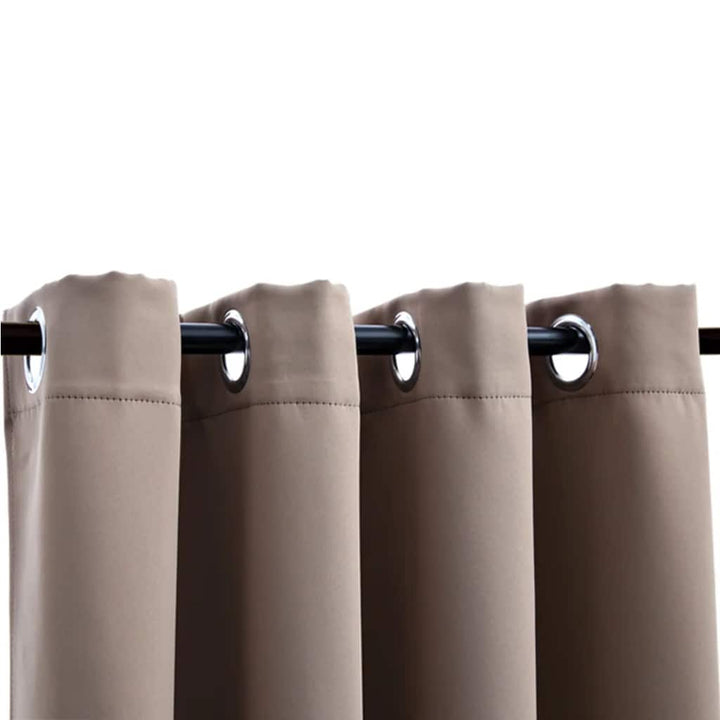 mørklægningsgardiner 2 stk. med metalringe 140 x 175 cm gråbrun