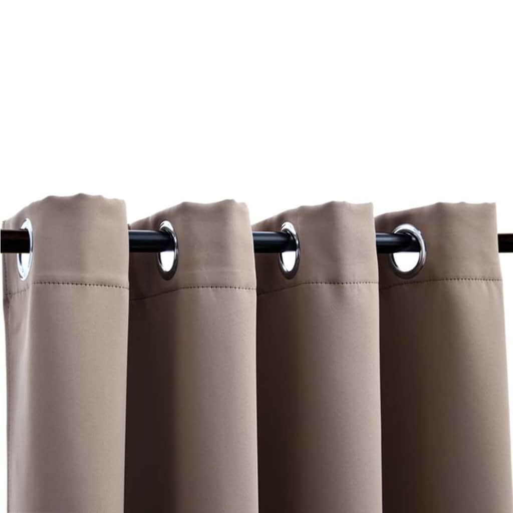 mørklægningsgardiner 2 stk. med metalringe 140 x 175 cm gråbrun