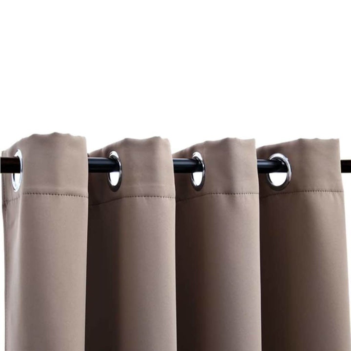 mørklægningsgardiner 2 stk. med metalringe 140 x 175 cm gråbrun