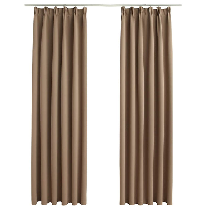 mørklægningsgardiner med kroge 2 stk. 140 x 175 cm gråbrun