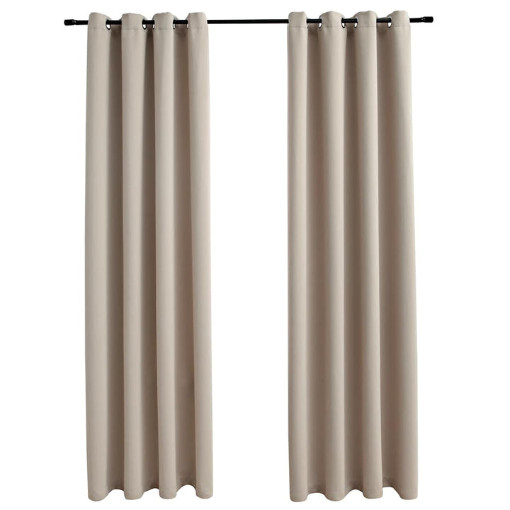 mørklægningsgardiner 2 stk. med metalringe 140 x 175 cm beige