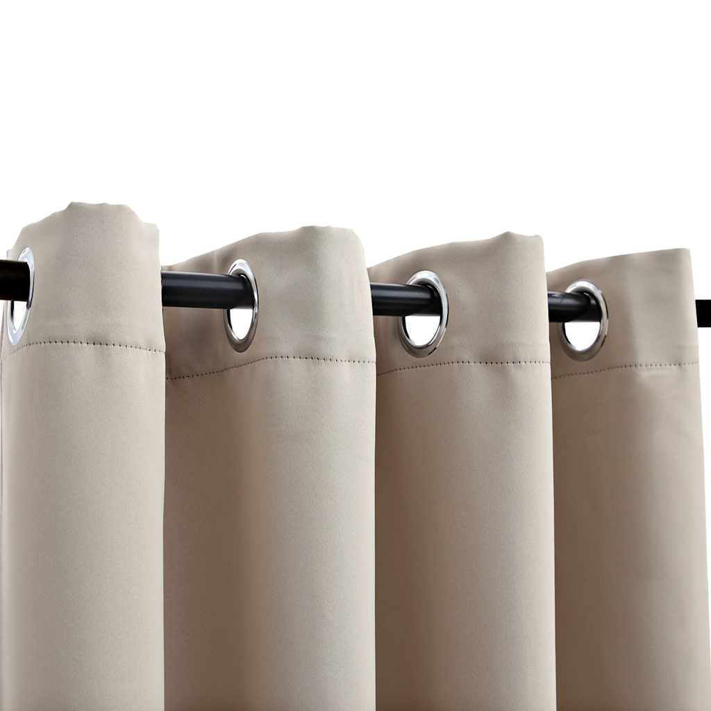 mørklægningsgardiner 2 stk. med metalringe 140 x 225 cm beige