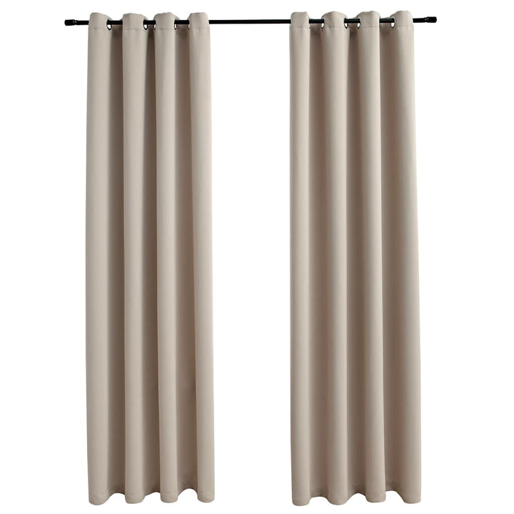 mørklægningsgardiner 2 stk. med metalringe 140 x 245 cm beige