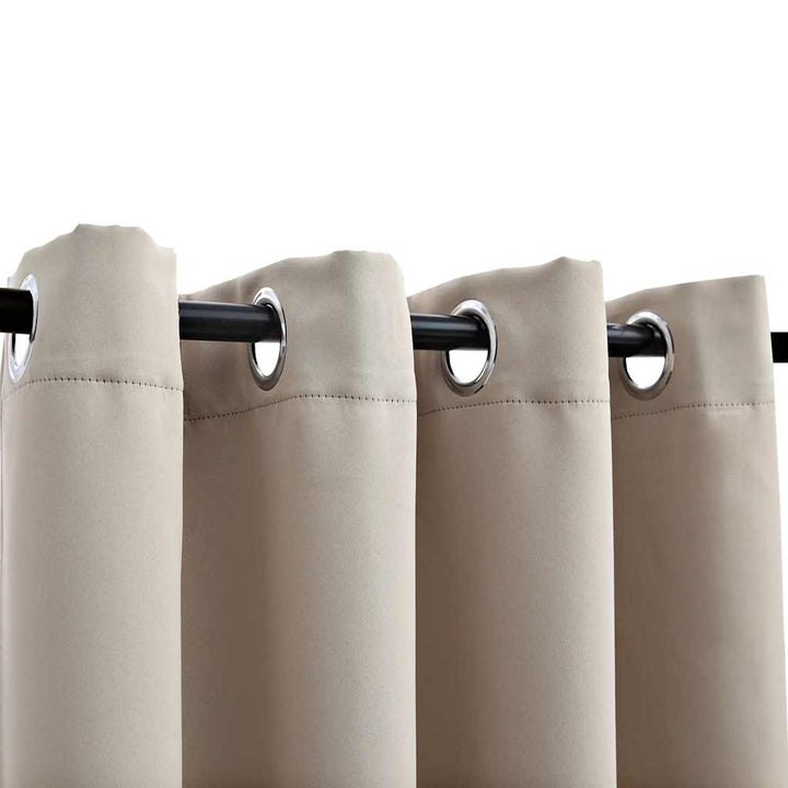 mørklægningsgardiner 2 stk. med metalringe 140 x 245 cm beige
