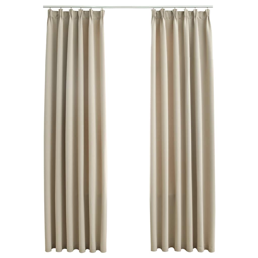 mørklægningsgardiner 2 stk. med kroge 140 x 175 cm beige