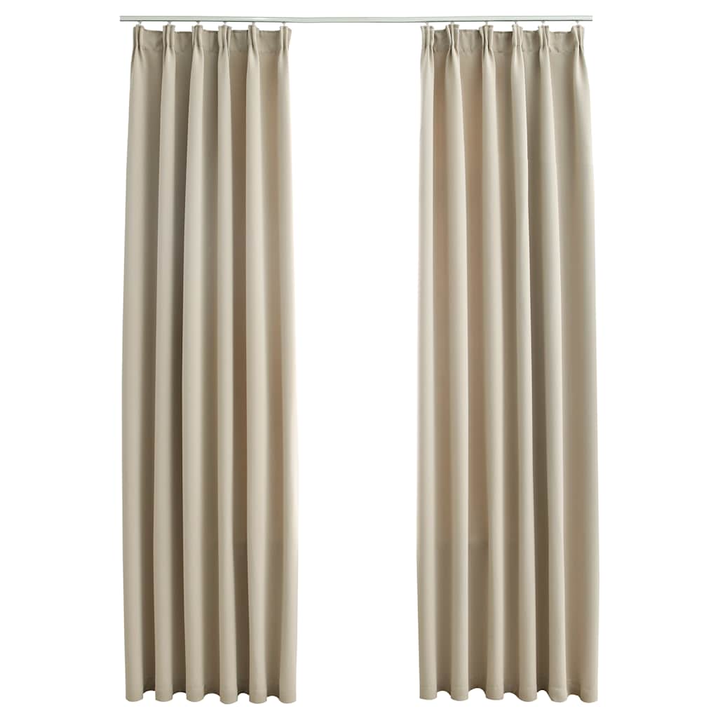 mørklægningsgardiner 2 stk. med kroge 140 x 225 cm beige