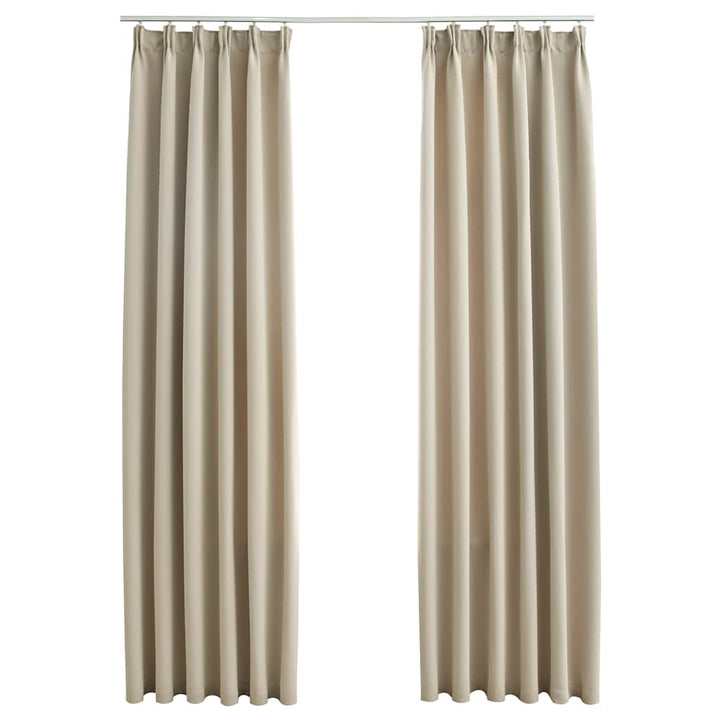 mørklægningsgardiner 2 stk. med kroge 140 x 225 cm beige