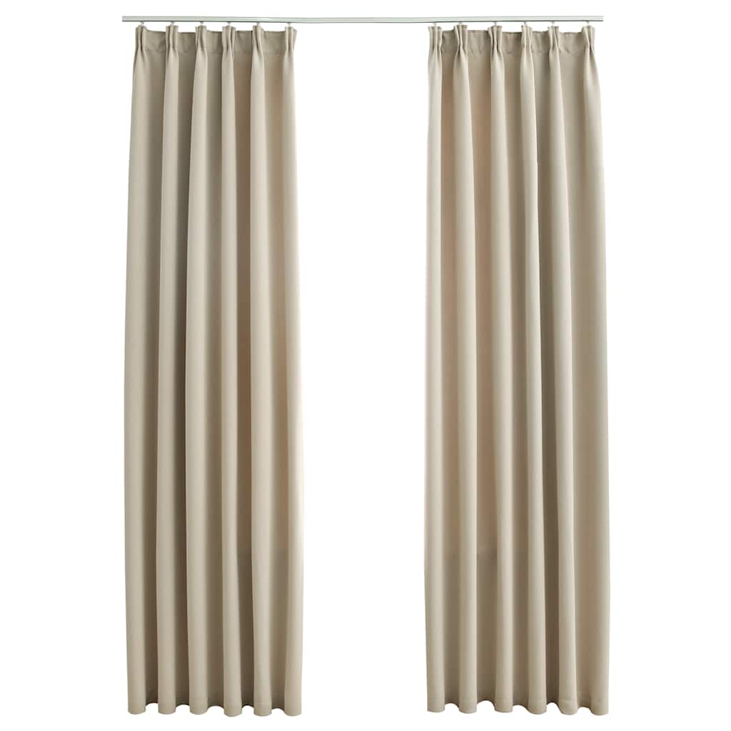 mørklægningsgardiner 2 stk. med kroge 140 x 245 cm beige
