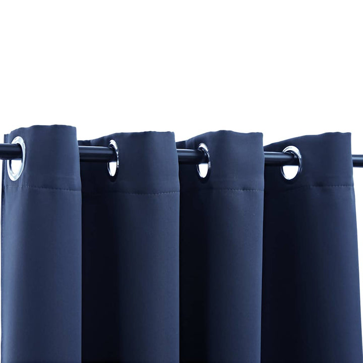mørklægningsgardiner 2 stk. med metalringe 140 x 175 cm blå