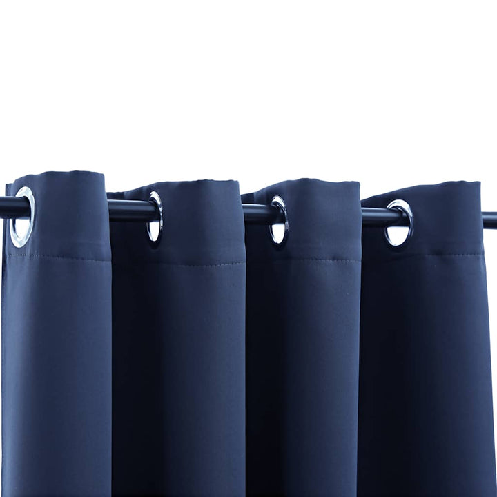 mørklægningsgardiner 2 stk. med metalringe 140 x 245 cm blå