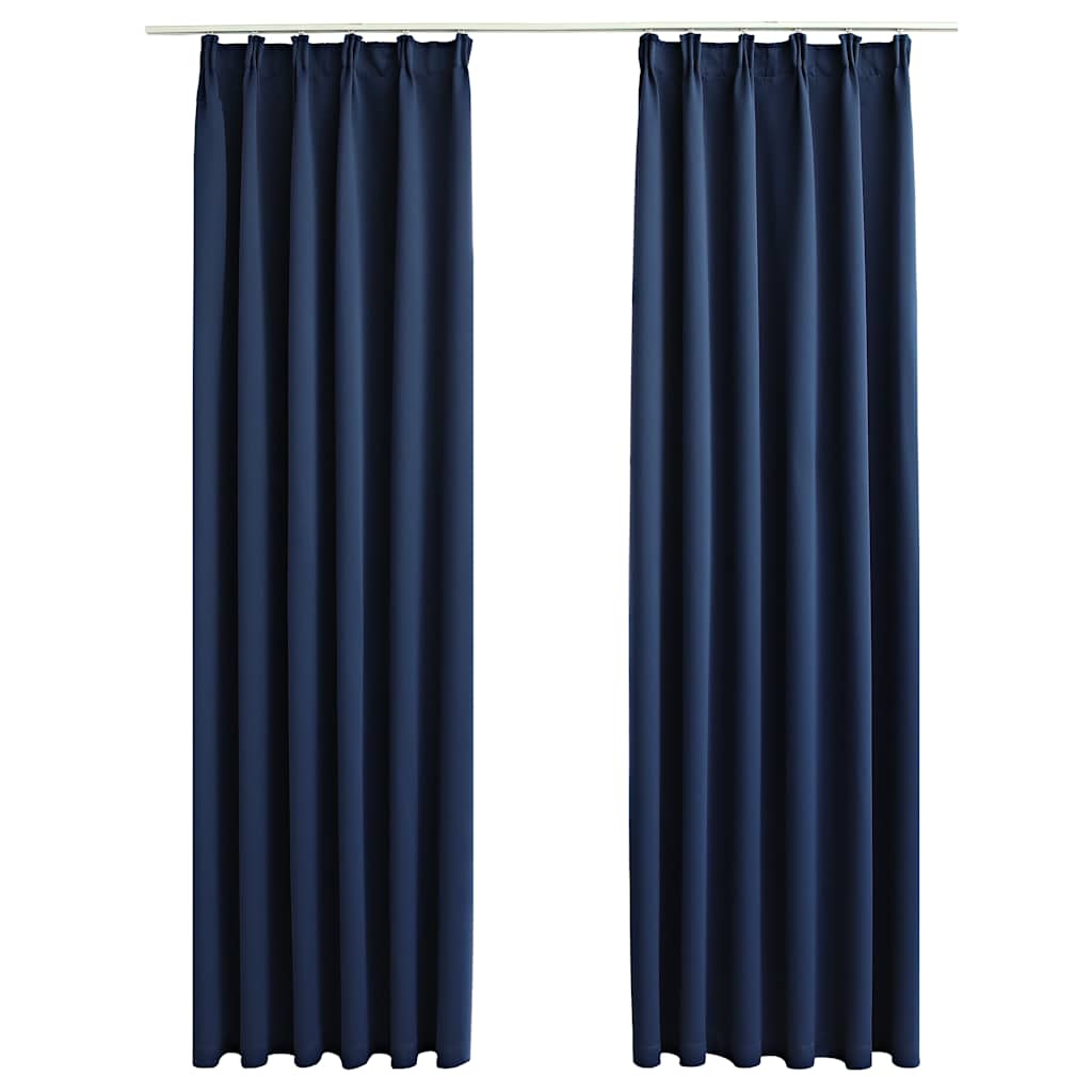 mørklægningsgardiner 2 stk. med kroge 140 x 175 cm blå