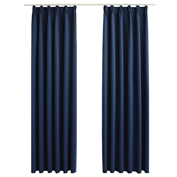 mørklægningsgardiner 2 stk. med kroge 140 x 175 cm blå