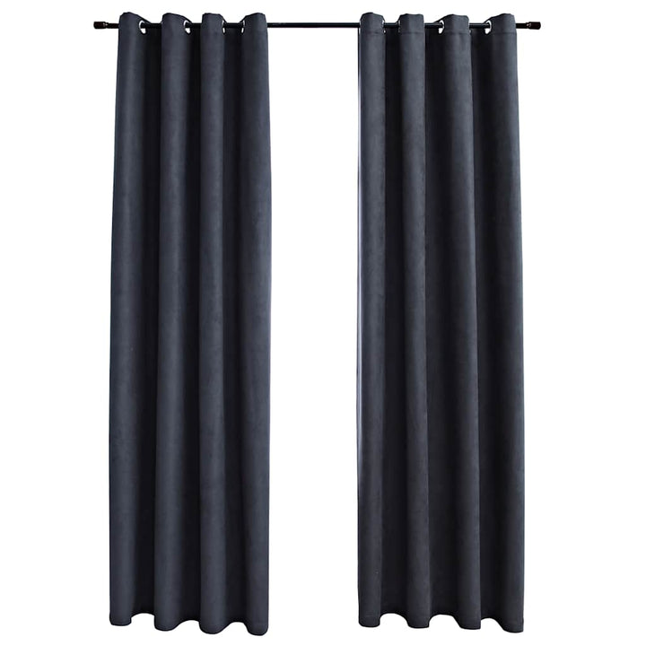 mørklægningsgardiner 2 stk. metalringe 140 x 175 cm antracitgrå
