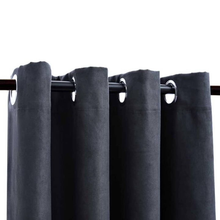 mørklægningsgardiner 2 stk. metalringe 140 x 175 cm antracitgrå