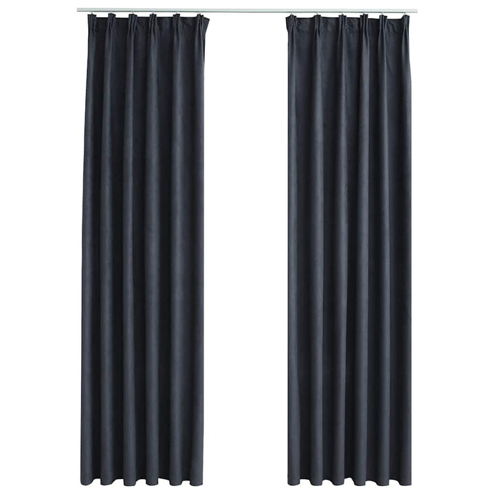 mørklægningsgardiner med kroge 2 stk. 140 x 175 cm antracitgrå