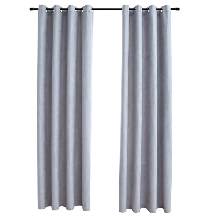 mørklægningsgardiner 2 stk. med metalringe 140 x 175 cm grå