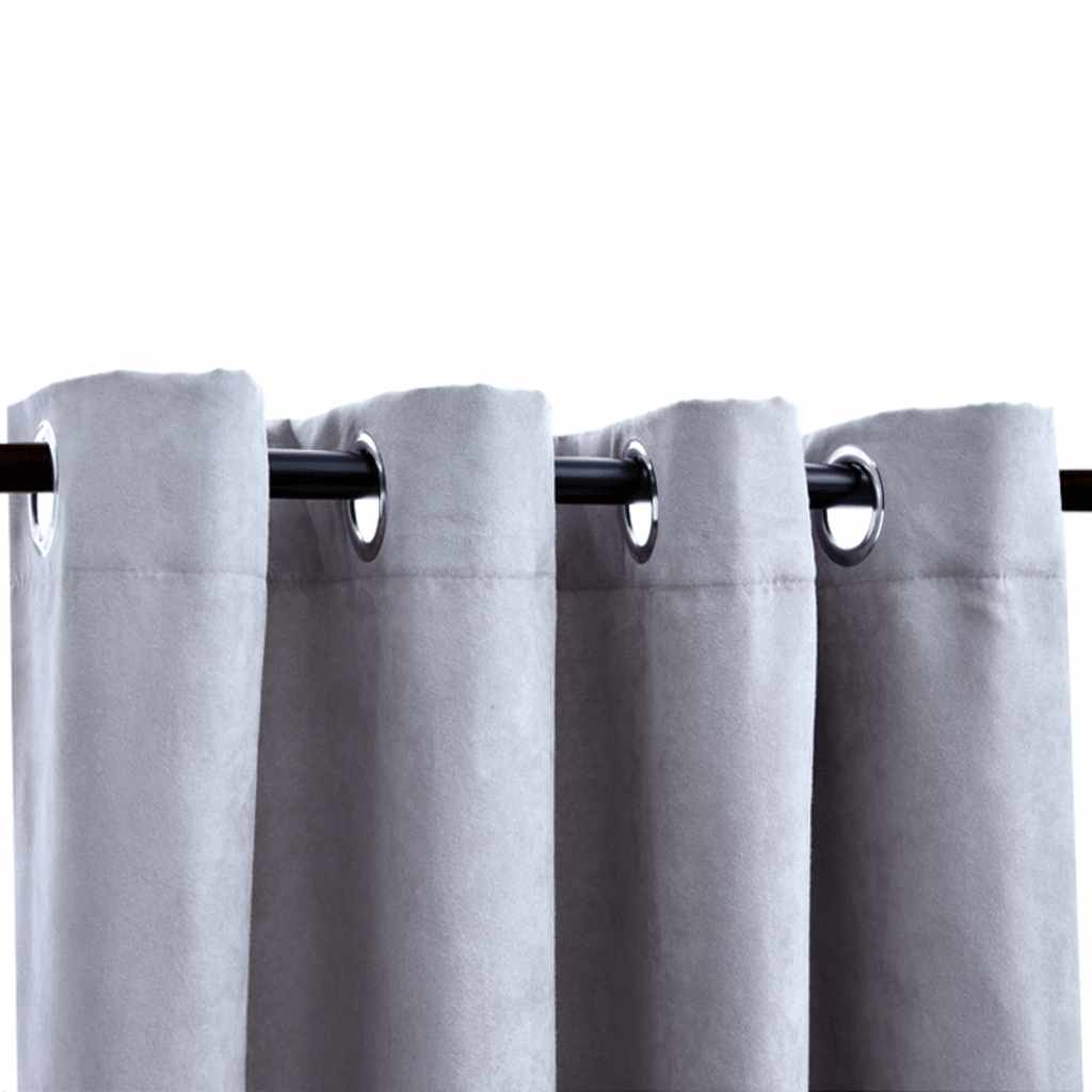 mørklægningsgardiner 2 stk. med metalringe 140 x 175 cm grå
