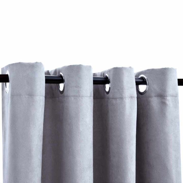 mørklægningsgardiner 2 stk. med metalringe 140 x 175 cm grå