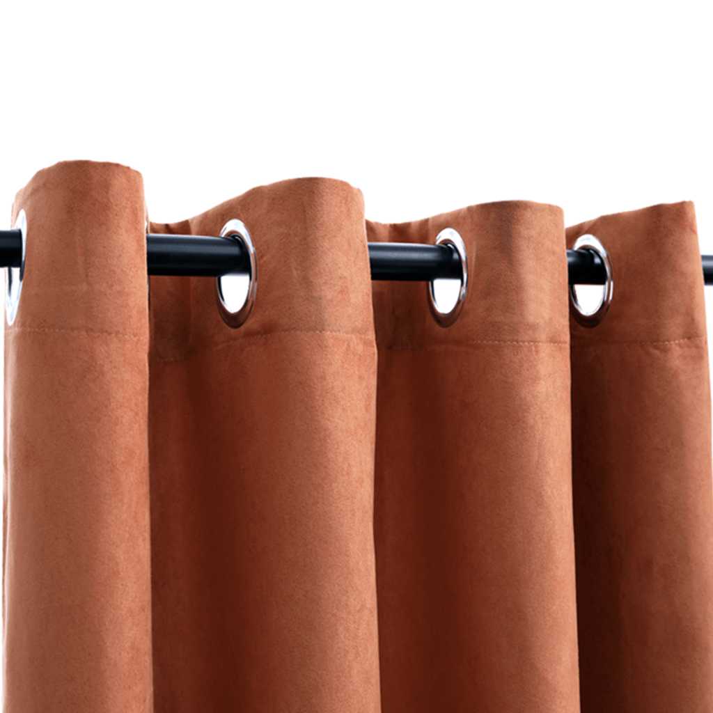mørklægningsgardiner 2 stk. metalringe 140 x 225 cm rustfarvet