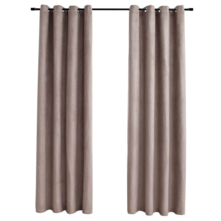 mørklægningsgardiner 2 stk. med metalringe 140 x 175 cm gråbrun