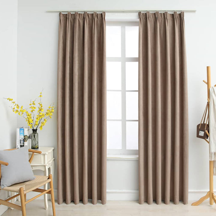 mørklægningsgardiner med kroge 2 stk. 140 x 175 cm gråbrun