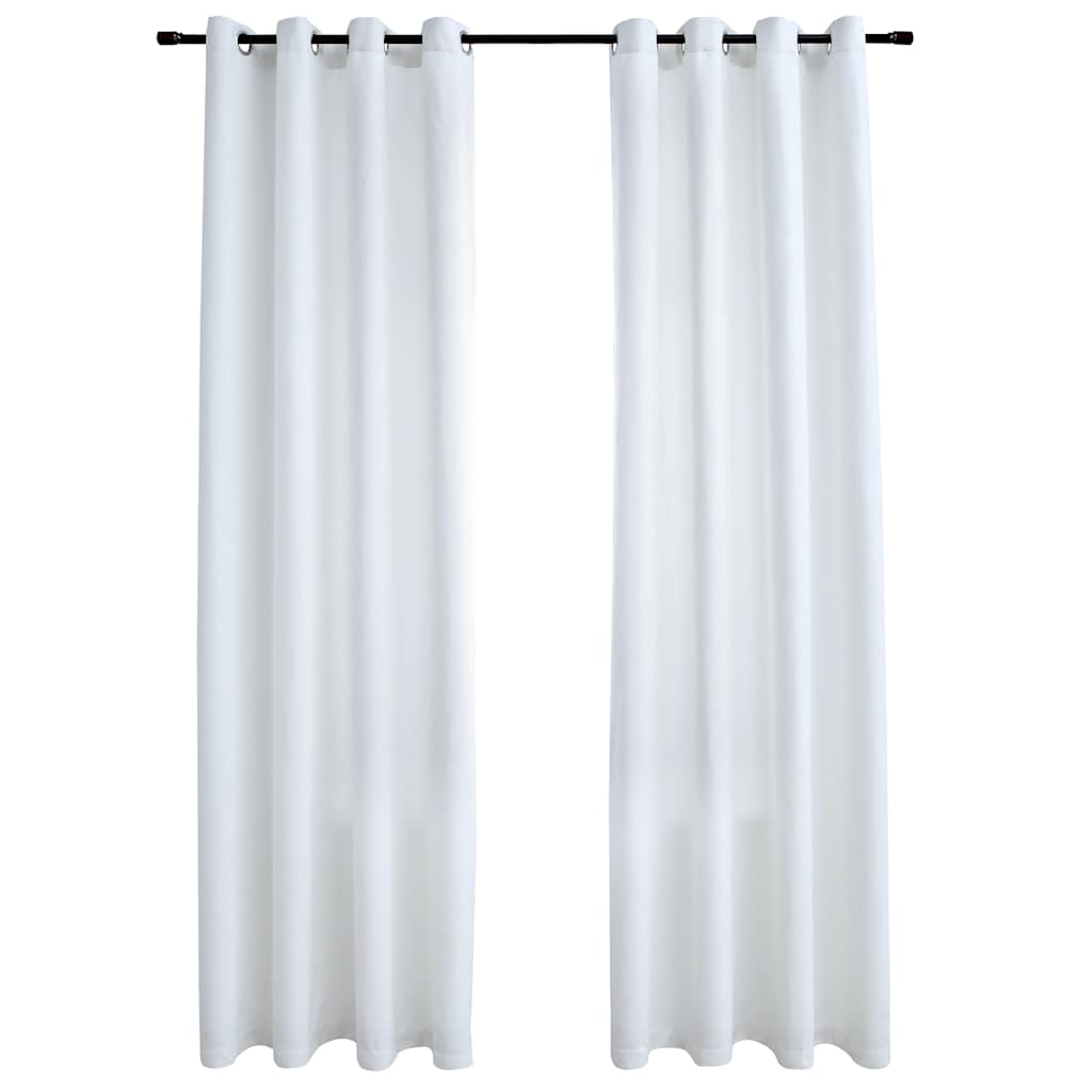 mørklægningsgardiner 2 stk. med metalringe 140 x 175 cm råhvid
