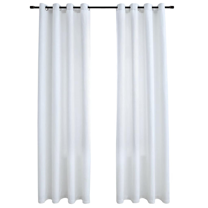 mørklægningsgardiner 2 stk. med metalringe 140 x 175 cm råhvid