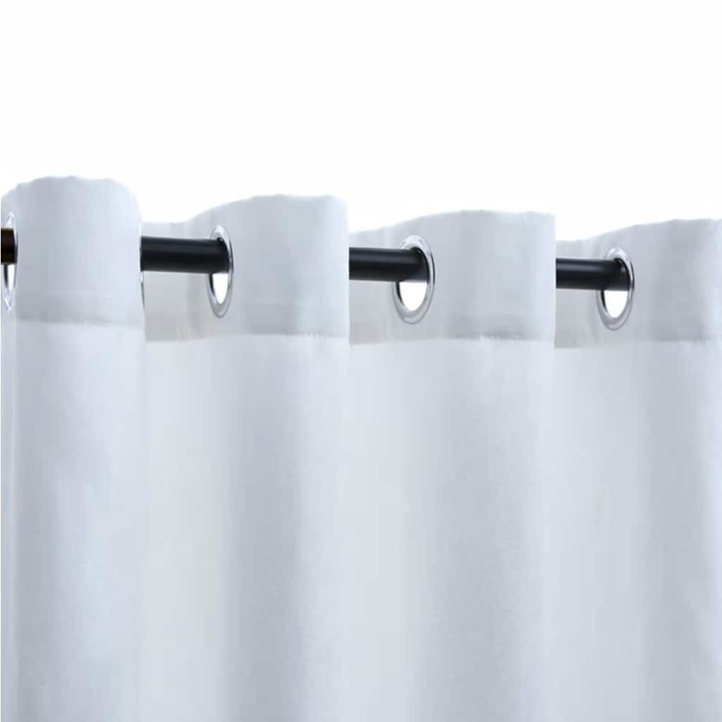 mørklægningsgardiner 2 stk. med metalringe 140 x 175 cm råhvid