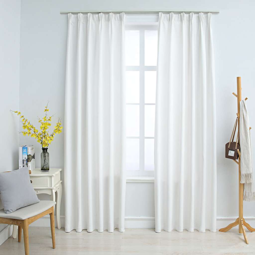 mørklægningsgardiner med kroge 2 stk. 140 x 175 cm råhvid