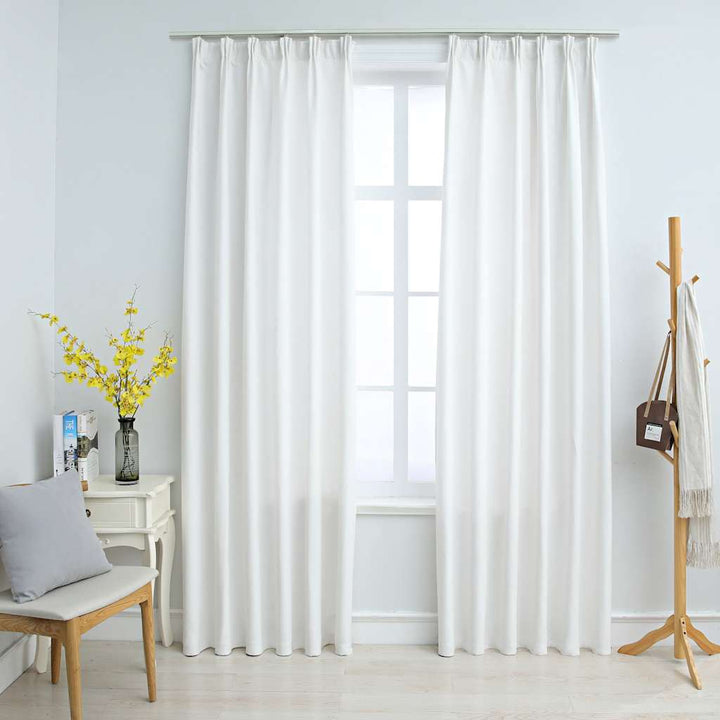 mørklægningsgardiner med kroge 2 stk. 140 x 175 cm råhvid