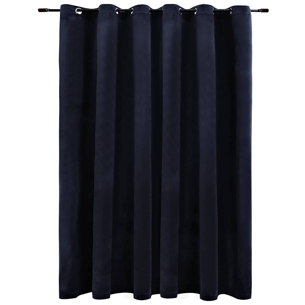mørklægningsgardin med metalringe 290 x 245 cm fløjl sort