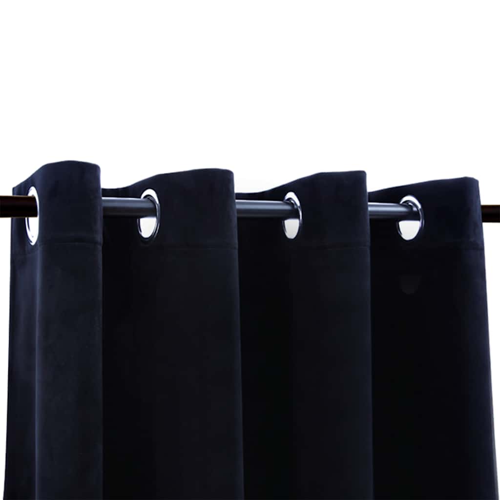 mørklægningsgardin med metalringe 290 x 245 cm fløjl sort