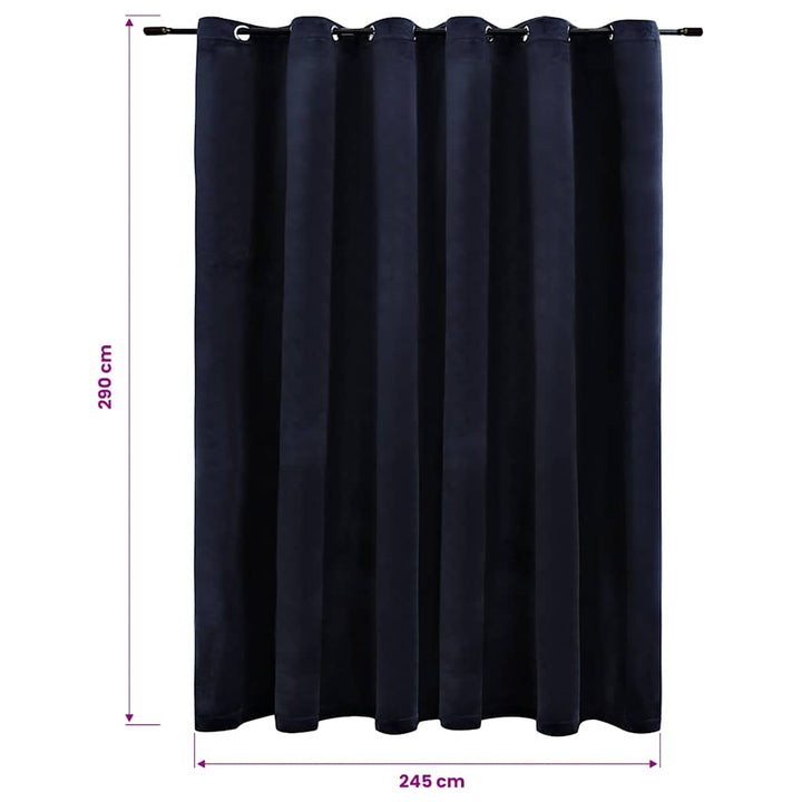 mørklægningsgardin med metalringe 290 x 245 cm fløjl sort