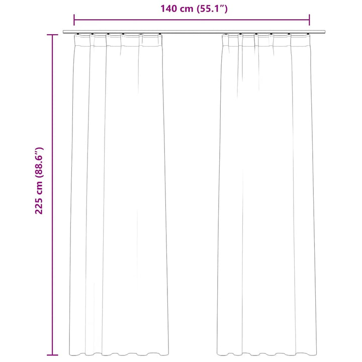 mørklægningsgardiner med kroge 2 stk. 140 x 225 cm fløjl sort