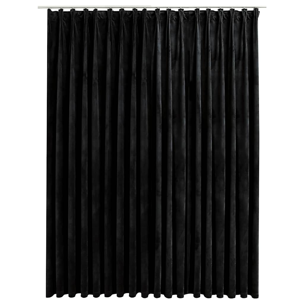 mørklægningsgardin med kroge 290 x 245 cm fløjl sort