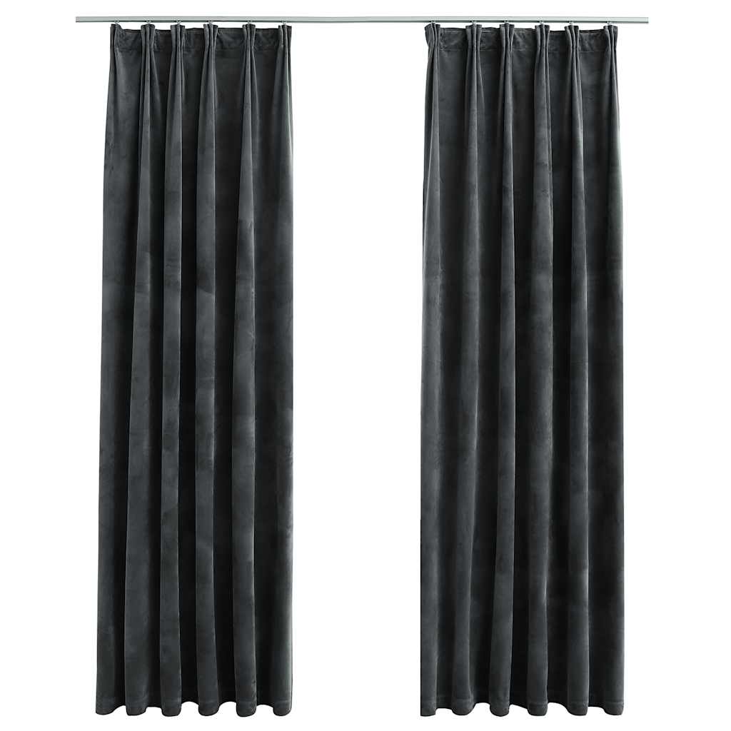 mørklægningsgardiner med kroge 2 stk. 140 x 225 cm antracitgrå