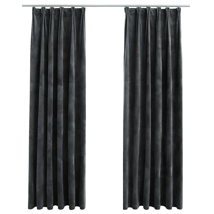 mørklægningsgardiner med kroge 2 stk. 140 x 225 cm antracitgrå
