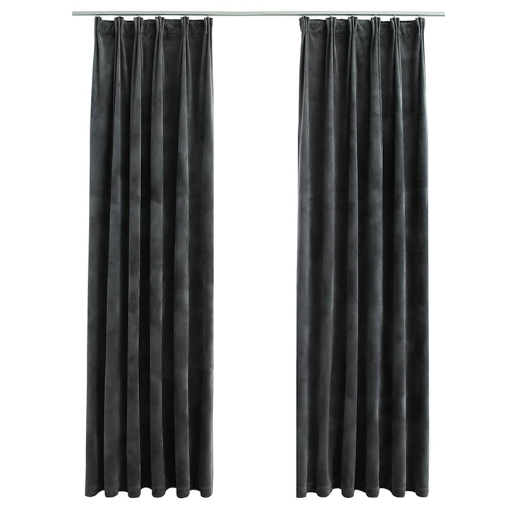 mørklægningsgardiner kroge 2 stk. 140x245 cm fløjl antracitgrå