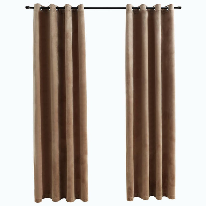 mørklægningsgardiner 2 stk. med ringe 140 x 225 cm fløjl beige