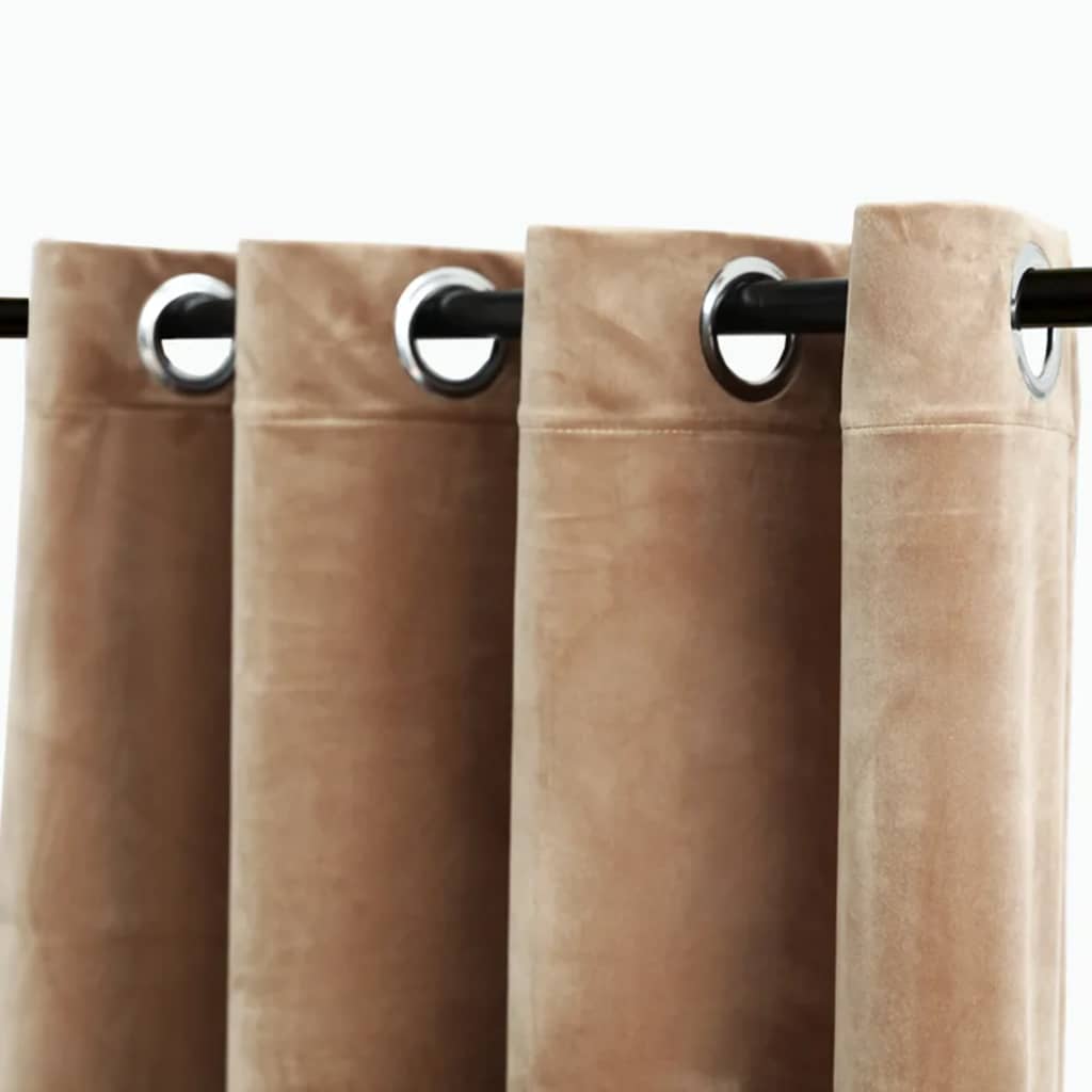 mørklægningsgardiner 2 stk. med ringe 140 x 225 cm fløjl beige