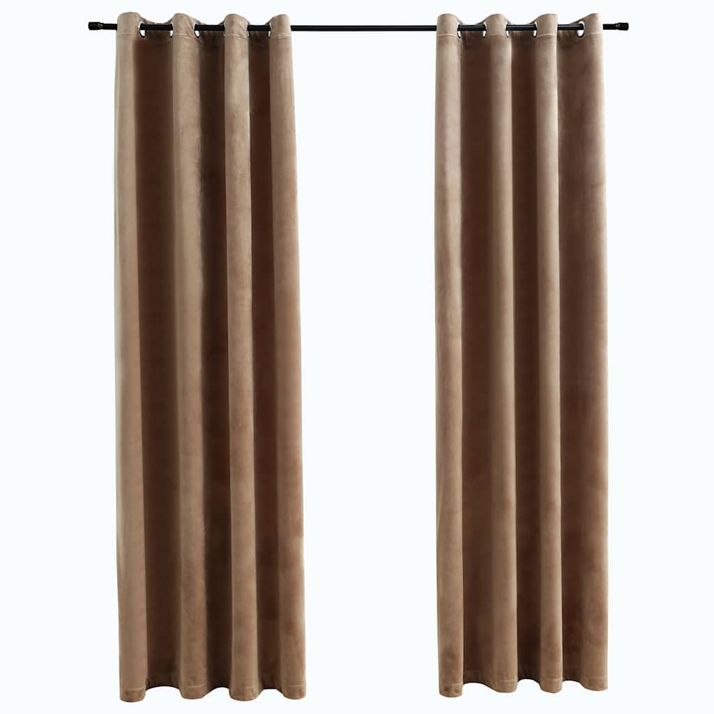 mørklægningsgardiner 2 stk. med ringe 140 x 245 cm fløjl beige