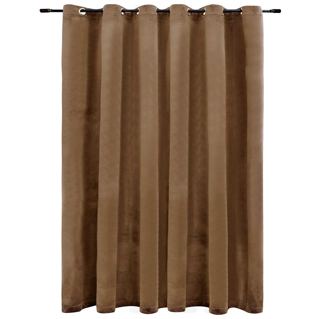 mørklægningsgardin med metalringe 290 x 245 cm fløjl beige